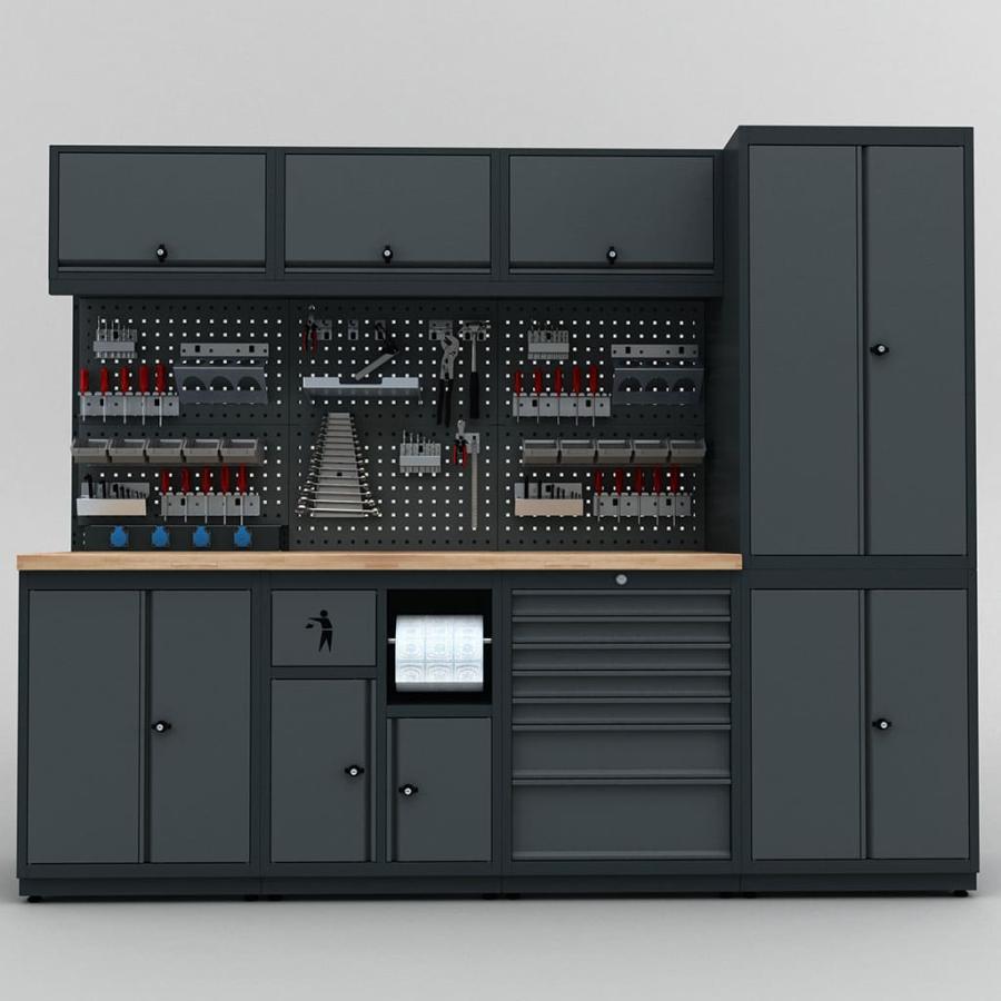 Meuble rangement garage et atelier 4 éléments H2020xL2480xP530 mm