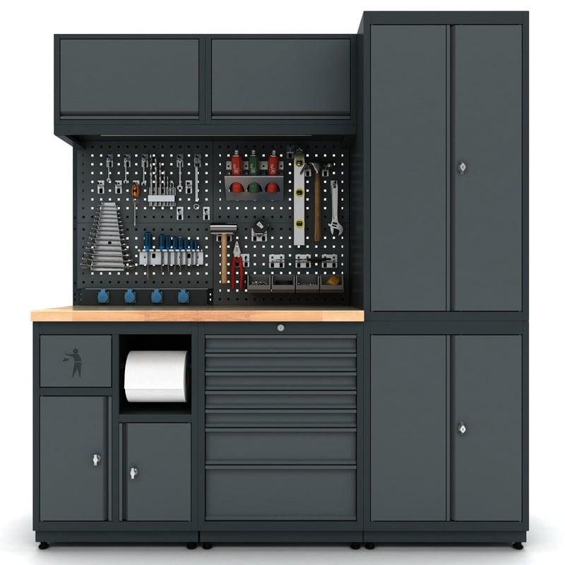 Meuble rangement garage et atelier 3 éléments H2020xL1860xP530 mm V2