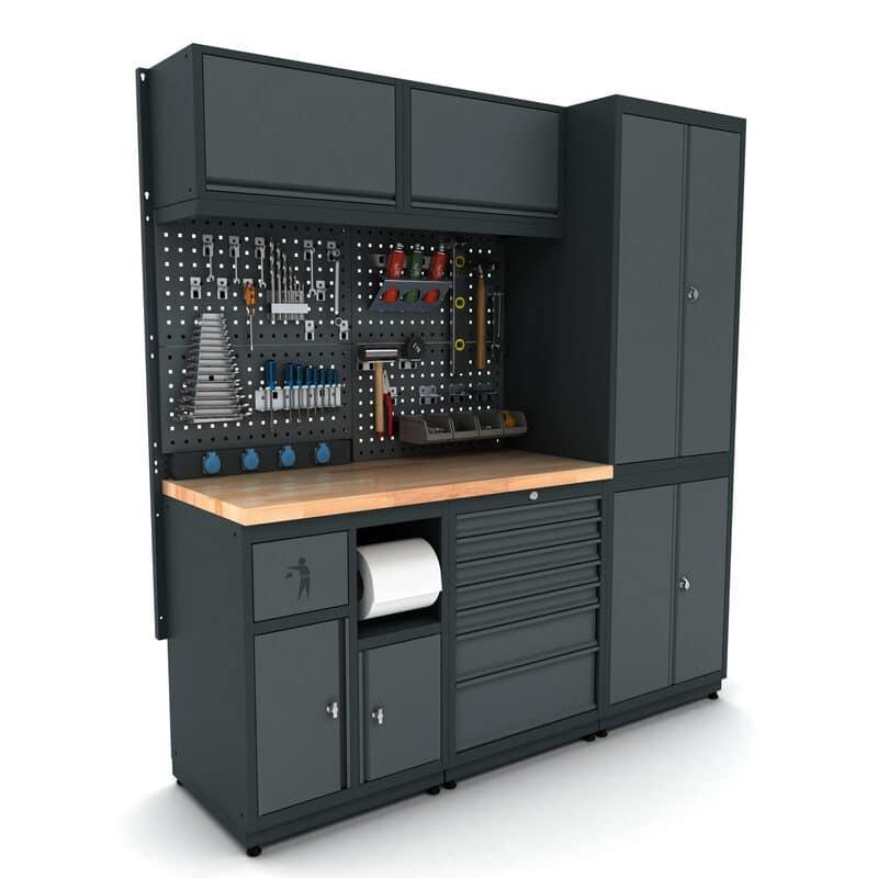 Meuble rangement garage et atelier 3 éléments H2020xL1860xP530 mm V2