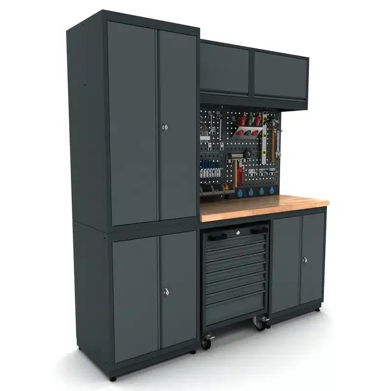 Meuble rangement garage et atelier 3 éléments H2020xL1860xP530 mm V1