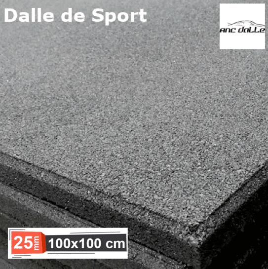25 mm - Dalle amortissante caoutchouc 1 mètre x 1 mètre de Sport - Musculation - Crossfit - noir - Photo 1