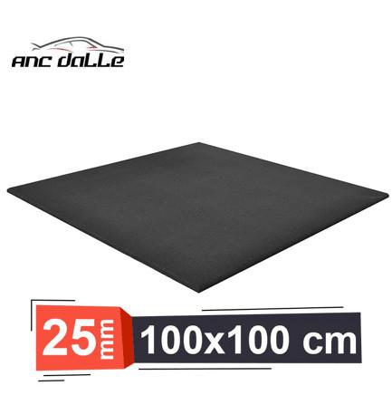 25 mm - Dalle amortissante caoutchouc 1 mètre x 1 mètre de Sport - Musculation - Crossfit - noir