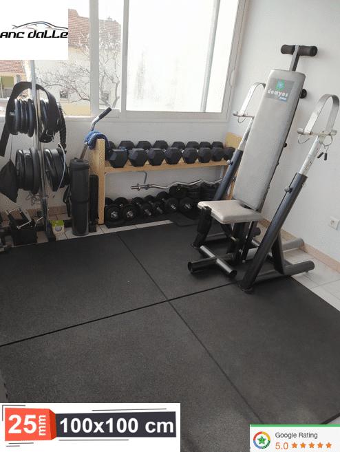 25 mm - Dalle amortissante caoutchouc 1 mètre x 1 mètre de Sport - Musculation - Crossfit - noir - Photo 2