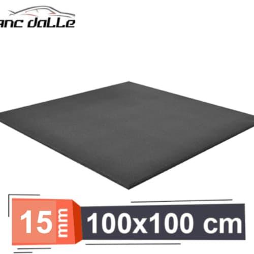 15 mm Dalle amortissante caoutchouc 1 mètre x 1 mètre de Sport – Musculation – Crossfit – noir