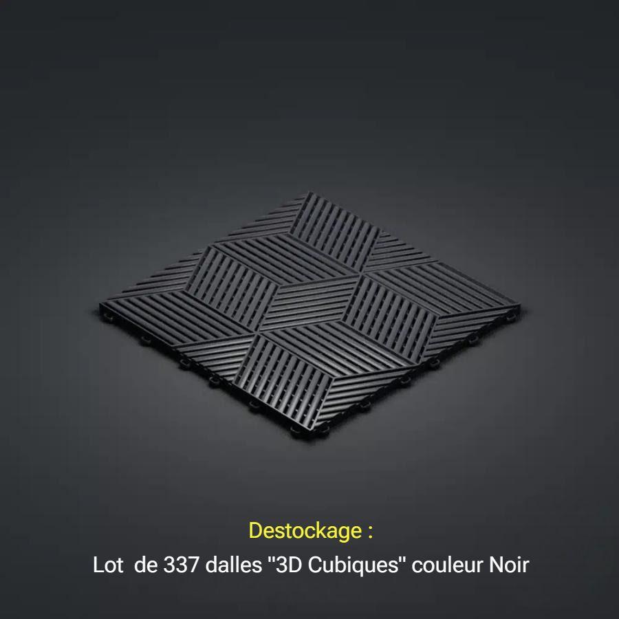 Lot de 337 dalles clipsables - 3D Cubique - Couleur Noir occasion