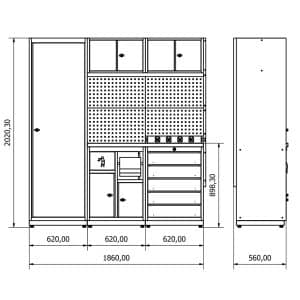 Meuble rangement garage et atelier 3 éléments H2020xL1860xP530 mm V3 - ANC  DALLE