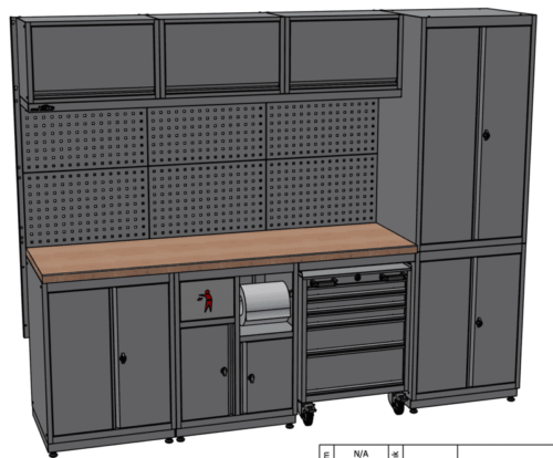 Meuble 4 éléments anc dalle pour garage et atelier