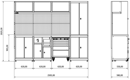 Meuble 4 éléments anc dalle pour garage et atelier