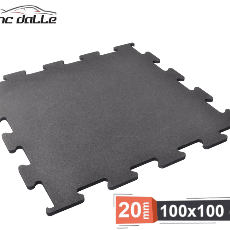 Dalle puzzle caoutchouc 100 cm x 100 cm - 20 mm densité 1000kg/m3 - noir