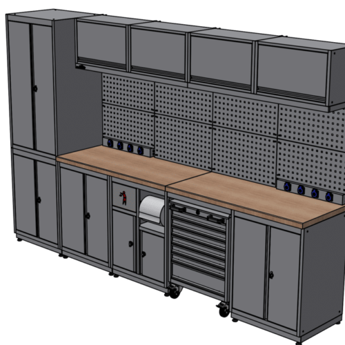 Meuble rangement garage et atelier 5 éléments H2020xL3100xP530 mm