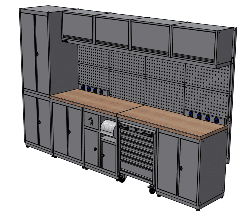 Meuble de rangement pour garage et atelier 5 éléments