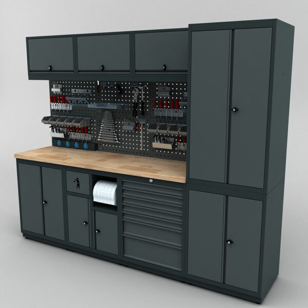 Meuble rangement garage et atelier 4 éléments H2020xL2480xP530 mm