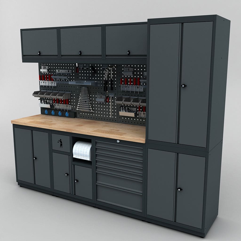 Meuble de rangement pour garage et atelier 4 éléments