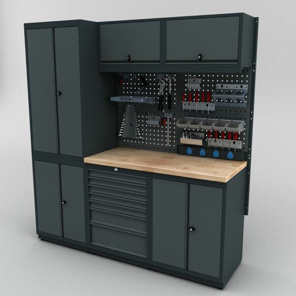 Meuble rangement garage et atelier 3 éléments H2020xL1860xP530 mm V1