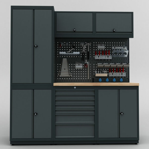 Meuble rangement garage et atelier 3 éléments H2020xL1860xP530 mm V1