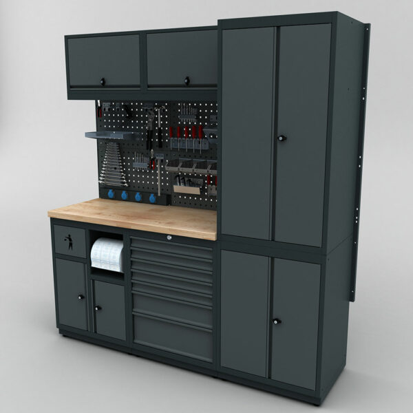 Meuble rangement garage et atelier 3 éléments H2020xL1860xP530 mm V2