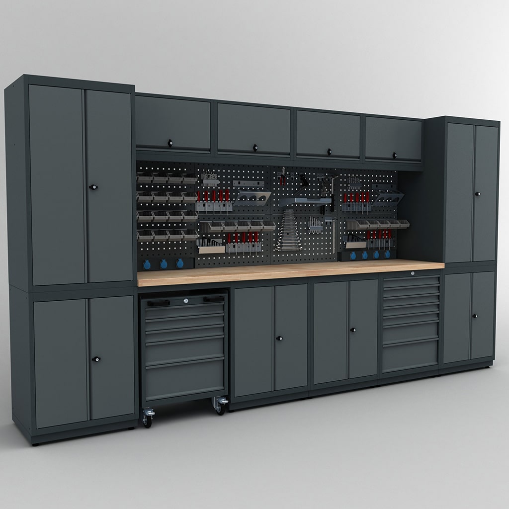 Meuble de rangement pour garage et atelier 6 éléments