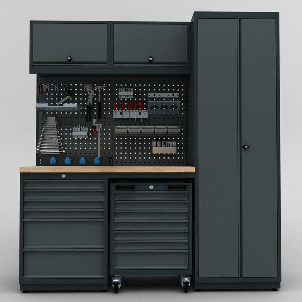 Meuble rangement garage et atelier 3 éléments H2020xL1860xP530 mm V3