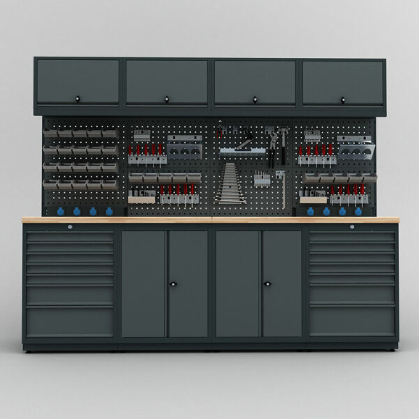 Meuble rangement garage et atelier 4 éléments H2020xL2480xP530 mm V2