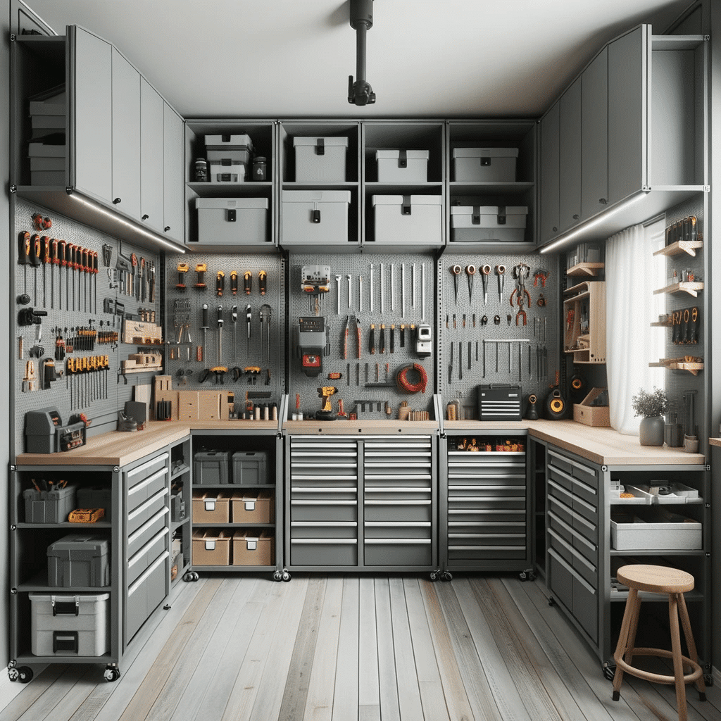 atelier organisé avec des meubles modulables