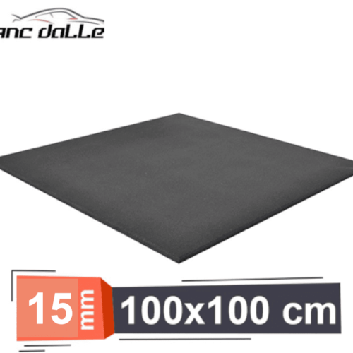 15 mm Dalle amortissante caoutchouc 1 mètre x 1 mètre de Sport – Musculation – Crossfit – noir