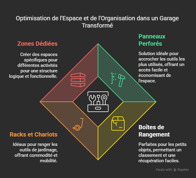 Infographie Optimisé l'espace d'un garage pour le transformer