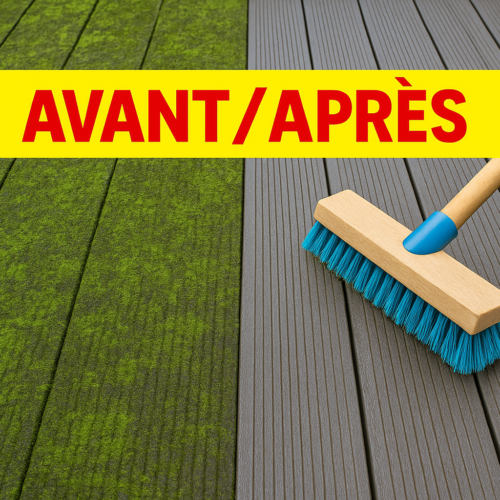 Image avant après de dalle clipsable avec du vert et sans du vert. Image faite par IA