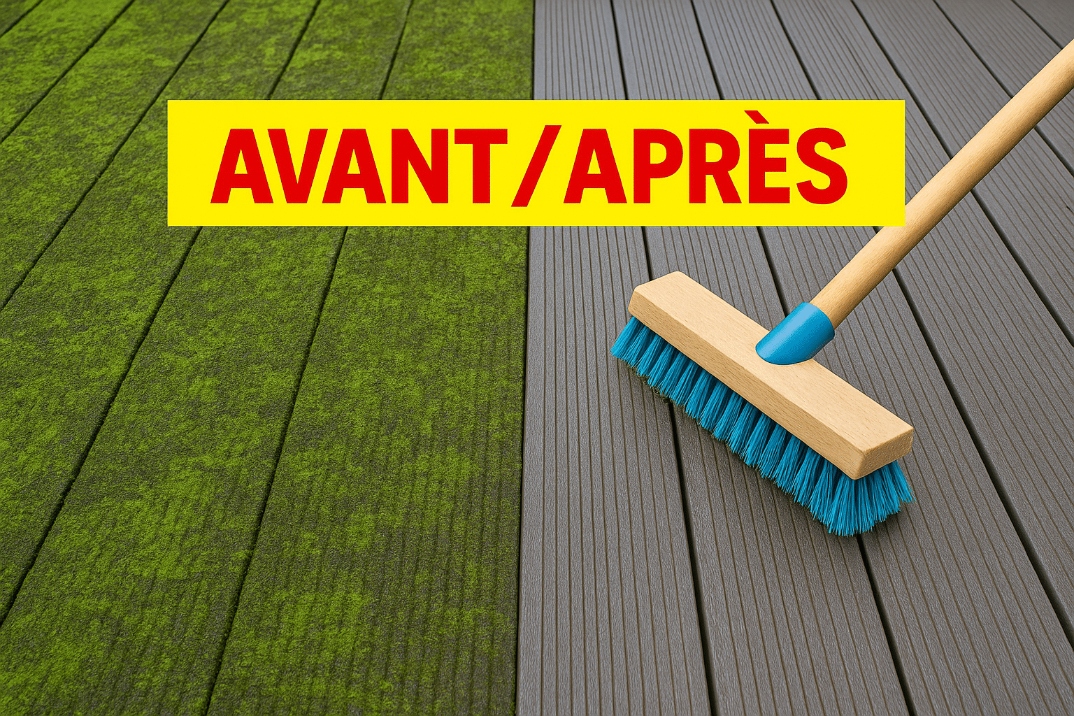 Image avant après de dalle clipsable avec du vert et sans du vert. Image faite par IA