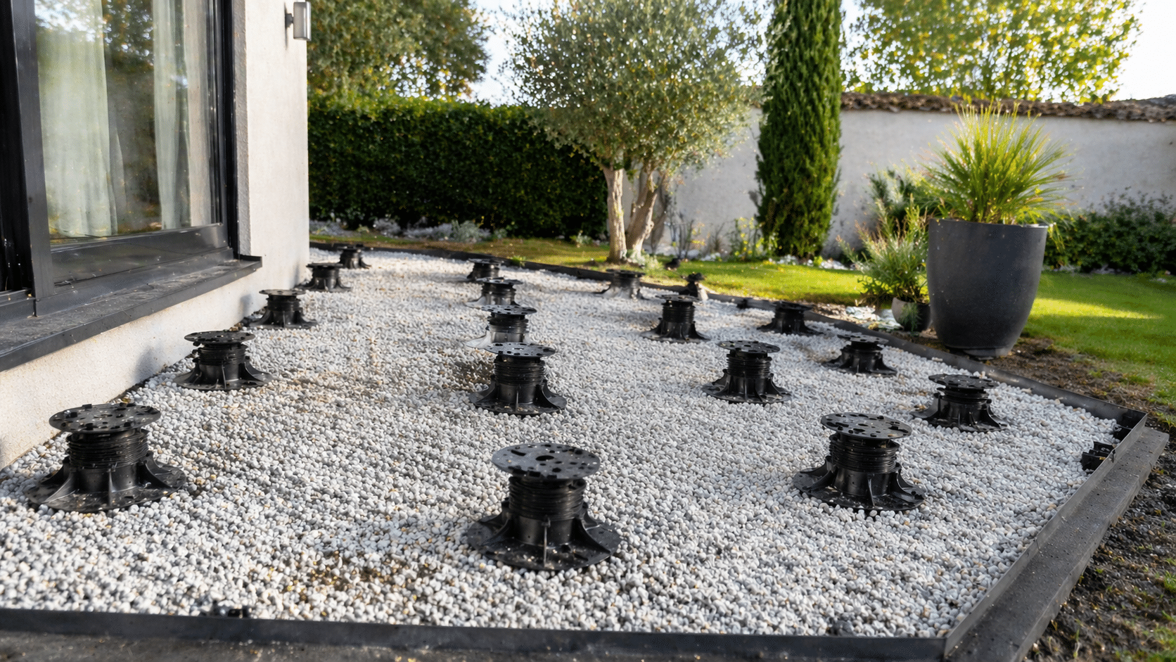 Plots r&eacute;glables &agrave; diff&eacute;rentes hauteurs sur terrain en pente